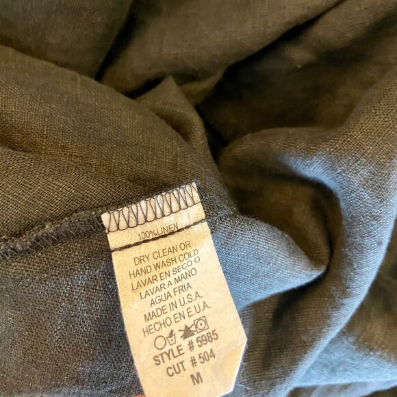 VTG 90s 2000 y2k Black Maxi Midi 100% Linen Milk Maid Dress Potrait Tie Sun Med - Picture 5 of 15